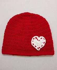 Knit Masters Heart Detailing Cap - Red Knit Masters Heart Detailing Cap - Red