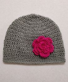 Knit Masters Flower Design Cap - Grey Knit Masters Flower Design Cap - Grey