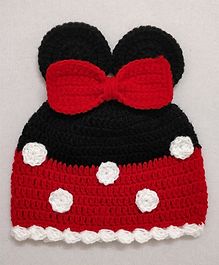 Knit Masters Mouse Ears Bow Applique Cap - Red & Black Knit Masters Mouse Ears Bow Applique Cap - Red & Black