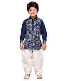 AJ Dezines Printed Full Sleeves Pathani Suit - Blue AJ Dezines Printed Full Sleeves Pathani Suit - Blue