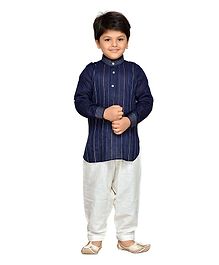 AJ Dezines Striped Full Sleeves Pathani Suit - Blue AJ Dezines Striped Full Sleeves Pathani Suit - Blue