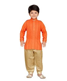 AJ Dezines Striped Full Sleeves Pathani Suit - Orange AJ Dezines Striped Full Sleeves Pathani Suit - Orange