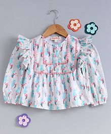 Hugsntugs Pineapple & Flamingo Printed Full Sleeves Top - Multicolor Hugsntugs Pineapple & Flamingo Printed Full Sleeves Top - Multicolor