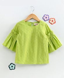 Hugsntugs Schiffly Embroidered Full Sleeves Top - Green Hugsntugs Schiffly Embroidered Full Sleeves Top - Green