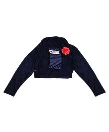Soul Fairy Flower Applique Full Sleeve Velvet Shrug - Navy Blue Soul Fairy Flower Applique Full Sleeve Velvet Shrug - Navy Blue