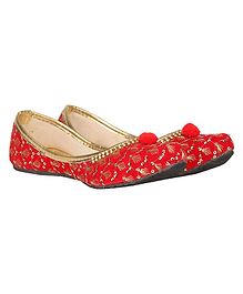 Buckled Up Sequin Work Mojari - Red Buckled Up Sequin Work Mojari - Red