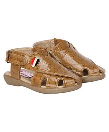 Buckled Up Velcro Closure Sandals - Brown Buckled Up Velcro Closure Sandals - Brown
