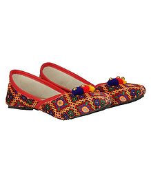 Buckled Up Rajasthani Work Mojari - Multi Colour Buckled Up Rajasthani Work Mojari - Multi Colour