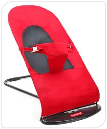 Babyhug Light Weight Baby Bouncer with Safety Harness - Red Black