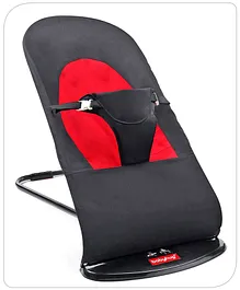 Babyhug Light Weight Baby Bouncer with Safety Harness - Red Black