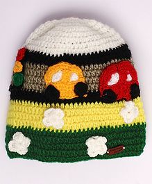 Knitting By Love Car Decorated Woolen Crochet Cap - Multicolor Knitting By Love Car Decorated Woolen Crochet Cap - Multicolor