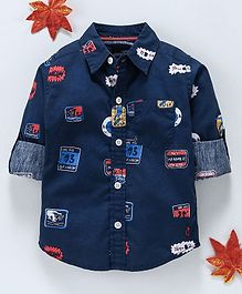 Gini & Jony Full Sleeves Printed Shirt - Navy Blue Gini & Jony Full Sleeves Printed Shirt - Navy Blue