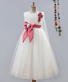 Betty By Tiny Kingdom Big Bow Detailed Sleeveless Gown - White Betty By Tiny Kingdom Big Bow Detailed Sleeveless Gown - White