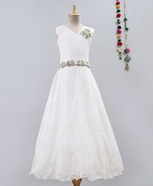 Betty By Tiny Kingdom Flower Detailed Sleeveless Gown - Cream Betty By Tiny Kingdom Flower Detailed Sleeveless Gown - Cream