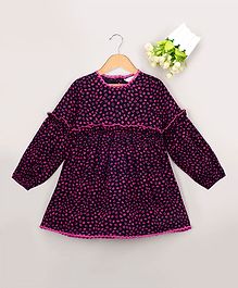 Budding Bees All Over Printed Full Sleeves Dress - Pink Budding Bees All Over Printed Full Sleeves Dress - Pink