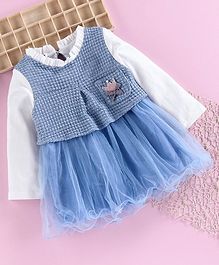 Superfie Crown Patch Front Pocket Netted Full Sleeves Dress - Sky Blue Superfie Crown Patch Front Pocket Netted Full Sleeves Dress - Sky Blue