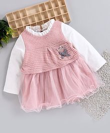 Superfie Crown Patch Front Pocket Netted Full Sleeves Dress - Light Pink Superfie Crown Patch Front Pocket Netted Full Sleeves Dress - Light Pink