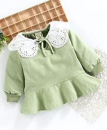 Superfie Full Sleeves Lace Detailed Frill Dress - Light Green Superfie Full Sleeves Lace Detailed Frill Dress - Light Green