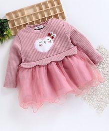 Superfie Full Sleeves Patch Detailed Netted Dress - Pink Superfie Full Sleeves Patch Detailed Netted Dress - Pink