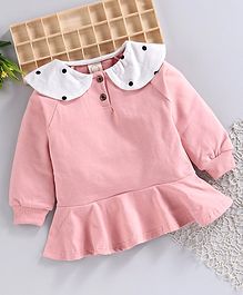 Superfie Full Sleeves Polka Dot Print Detailed Frill Dress - Light Pink Superfie Full Sleeves Polka Dot Print Detailed Frill Dress - Light Pink
