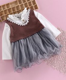 Superfie Solid Netted Full Sleeves Dress - Maroon Superfie Solid Netted Full Sleeves Dress - Maroon