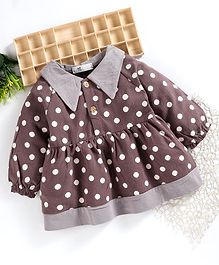 Superfie Full Sleeves Polka Dot Printed Flared Dress - Purple Superfie Full Sleeves Polka Dot Printed Flared Dress - Purple