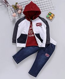 ToffyHouse Winter Wear Full Sleeves Suit Text Print - Maroon Blue ToffyHouse Winter Wear Full Sleeves Suit Text Print - Maroon Blue