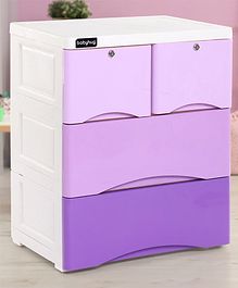 Babyhug 4 Compartment Storage Chest of Drawers - White Purple