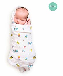 Rabitat Pamper Soft Bamboo Swaddle Born Awesome Print - Multicolor