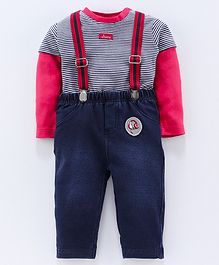 whaou Striped Full Sleeves Tee With Suspenders & Bottom - Multi Color whaou Striped Full Sleeves Tee With Suspenders & Bottom - Multi Color