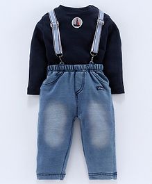 whaou Boat Patch Full Sleeves Tee With Suspenders & Bottom - Navy Blue whaou Boat Patch Full Sleeves Tee With Suspenders & Bottom - Navy Blue