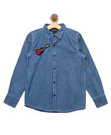 Nick&Jess Denim Guitar Embroidered Full Sleeves Shirt - Blue Nick&Jess Denim Guitar Embroidered Full Sleeves Shirt - Blue