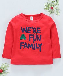 Baobaoshu Full Sleeves Tee Family Print - Red Baobaoshu Full Sleeves Tee Family Print - Red