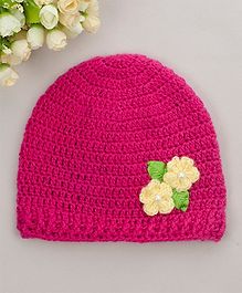 Buttercup from KnittingNani Flower Detailed Cap - Dark Pink Buttercup from KnittingNani Flower Detailed Cap - Dark Pink