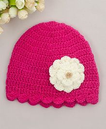 Buttercup from KnittingNani Blooming Flower Applique Cap - Dark Pink Buttercup from KnittingNani Blooming Flower Applique Cap - Dark Pink
