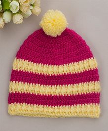 Buttercup from KnittingNani Striped Cap - Dark Pink & Yellow Buttercup from KnittingNani Striped Cap - Dark Pink & Yellow
