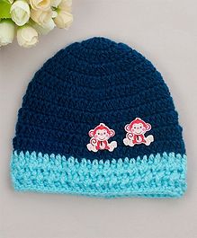 Buttercup from KnittingNani Monkey Applique Cap - Blue Buttercup from KnittingNani Monkey Applique Cap - Blue
