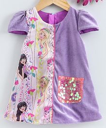 Barbie By Many Frocks & Cap Sleeves Barbie Print Dress - Purple Barbie By Many Frocks & Cap Sleeves Barbie Print Dress - Purple