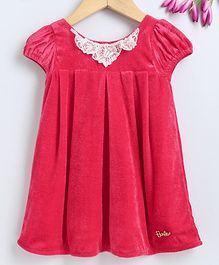 Barbie By Many Frocks & Cap Sleeves Lace Neckline Dress - Pink Barbie By Many Frocks & Cap Sleeves Lace Neckline Dress - Pink