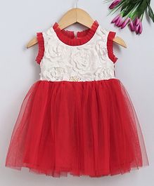 Barbie By Many Frocks & Flower Pattern Yoke Tulle Flare Dress - Red Barbie By Many Frocks & Flower Pattern Yoke Tulle Flare Dress - Red