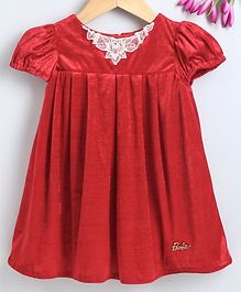 Barbie By Many Frocks & Short Sleeves Lace Work Dress - Red Barbie By Many Frocks & Short Sleeves Lace Work Dress - Red