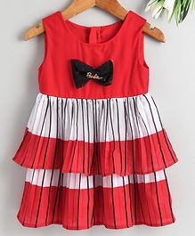 Barbie By Many Frocks & Sleeveless Box Pleated Colour Blocked Dress - Red Barbie By Many Frocks & Sleeveless Box Pleated Colour Blocked Dress - Red