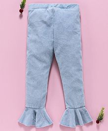 LC Waikiki Solid Full Length Ruffled Hem Pants - Light Blue LC Waikiki Solid Full Length Ruffled Hem Pants - Light Blue