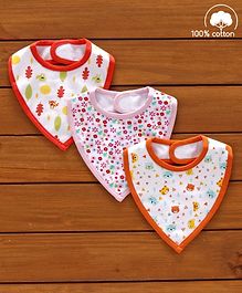 Babyhug Cotton Bibs Floral Print Set of 3 - Multicolor