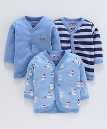 BUMZEE Combo Of 3 Striped Full Sleeves Vest - Blue BUMZEE Combo Of 3 Striped Full Sleeves Vest - Blue