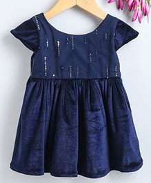 Many Frocks & Cap Sleeves Sequin Embellished Dress - Dark Blue Many Frocks & Cap Sleeves Sequin Embellished Dress - Dark Blue