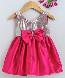 Many Frocks & Sequin Embellished Sleeveless Bow Decor Dress - Pink Many Frocks & Sequin Embellished Sleeveless Bow Decor Dress - Pink