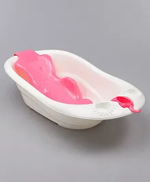 Babyhug Large Size Bath Tub With Bath Sling Bear Print - Pink