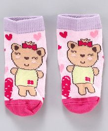 Mustang Ankle Length Socks Teddy Print - Pink Mustang Ankle Length Socks Teddy Print - Pink
