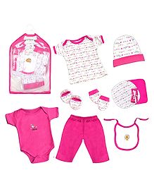 VParents Honey Punch New born Baby Gift Set Pink - Pack of 10